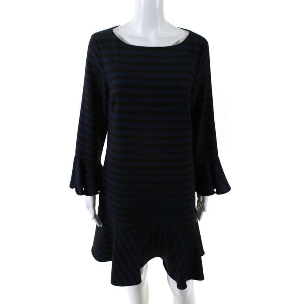 STS Sail To Sable Womens Striped Flounce Shift Dress Blue Size 10 10738465